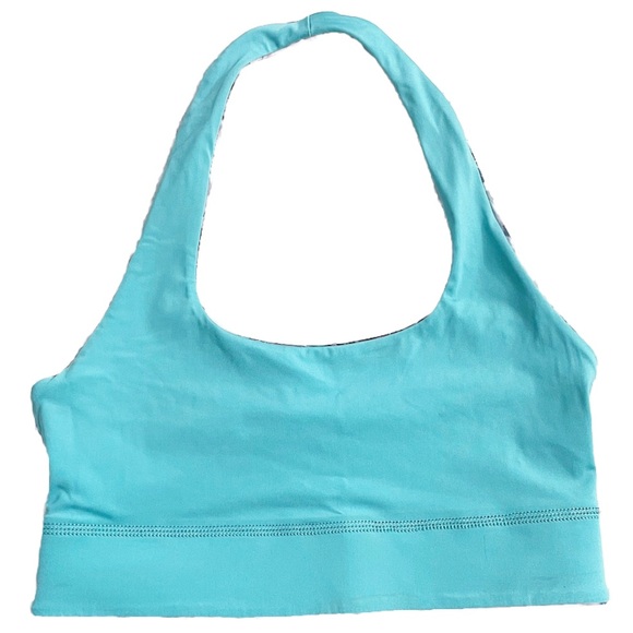 Fabletics Harlow Halter Reversible Sports Bra Women’s Small Dunes/Lunar Blue - Picture 8 of 12